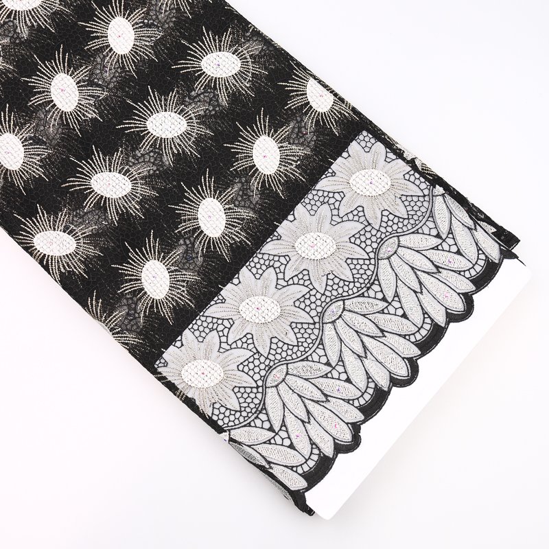 Black and White Laces Fabric High-end French Net Lace