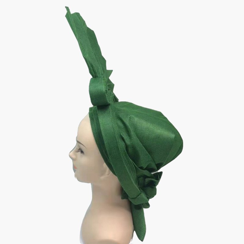 African latest headtie autogele head style cap hatasooke Green 1